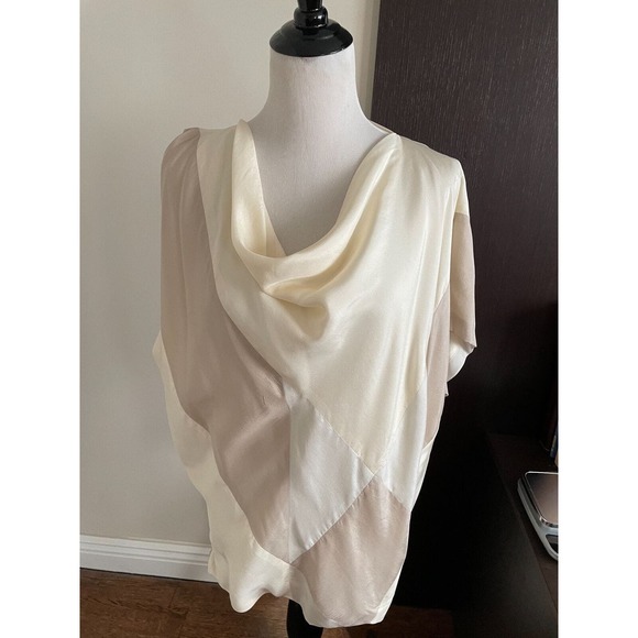 NWOT YIGAL AZROUEL Cream and Beige Silk Tunic SZ 2 (M) - Picture 1 of 5